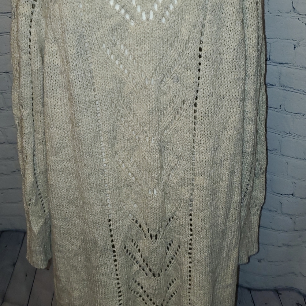 ANA open front chunky cable knit long cardigan, size large with pockets - Picture 5 of 9